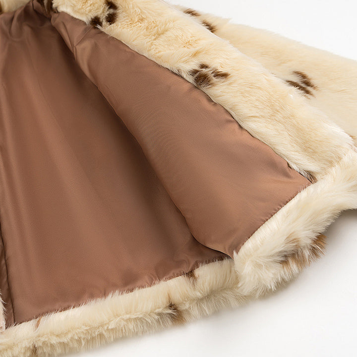 Faux fur animal print jacket for women with elegant collar Lune London
