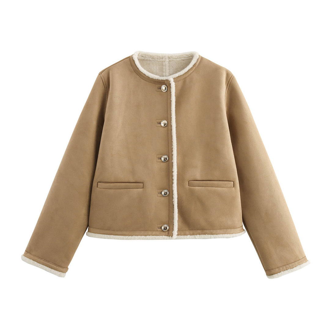 Teddy jacket for women with button details and two applied pockets Lune London
