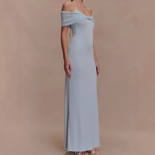 Ladies Elegant Maxi Dress with Chic Refined Shoulder Design and Style