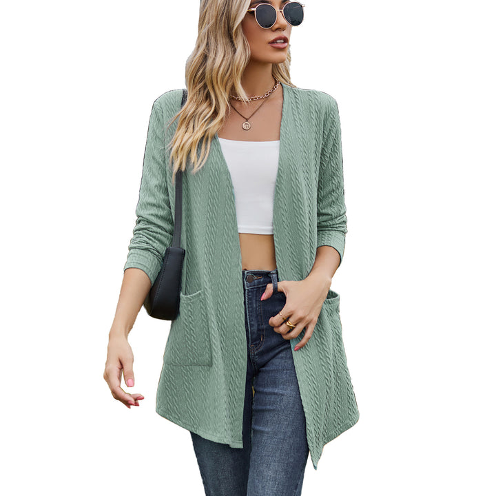 Knitted jacket for women with open front and integrated pockets Lune London