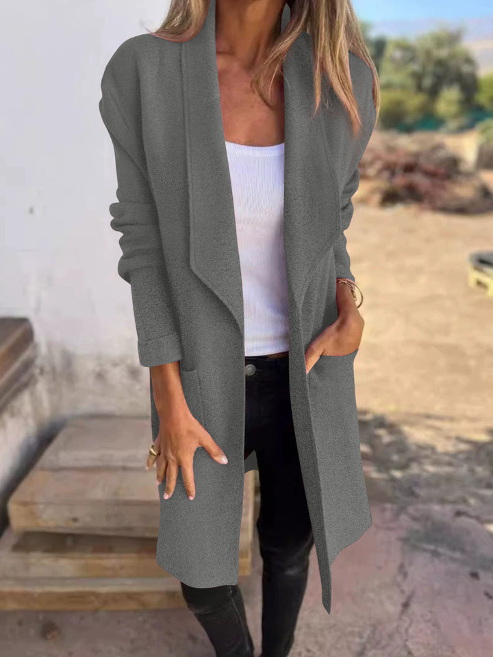 Manteau oversized décontracté pour femmes avec poches latérales et col ouvert Chic & Stil