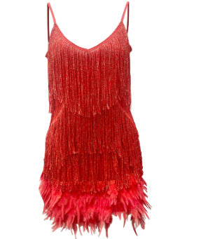 Lune London | Neckline Strap Dress with Feather Embroidery