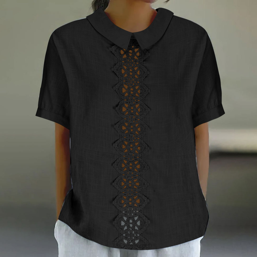 Short sleeve blouse for women with lace insert Lune London