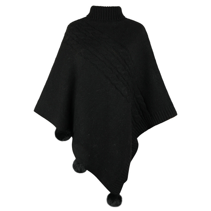 Ladies poncho with a modern braid design and a high collar Lune London