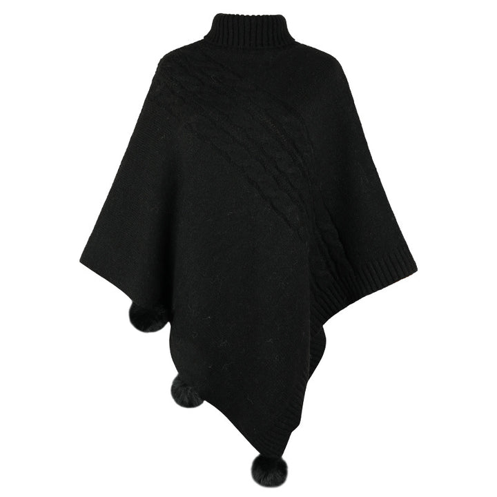 Ladies poncho with a modern braid design and a high collar Lune London