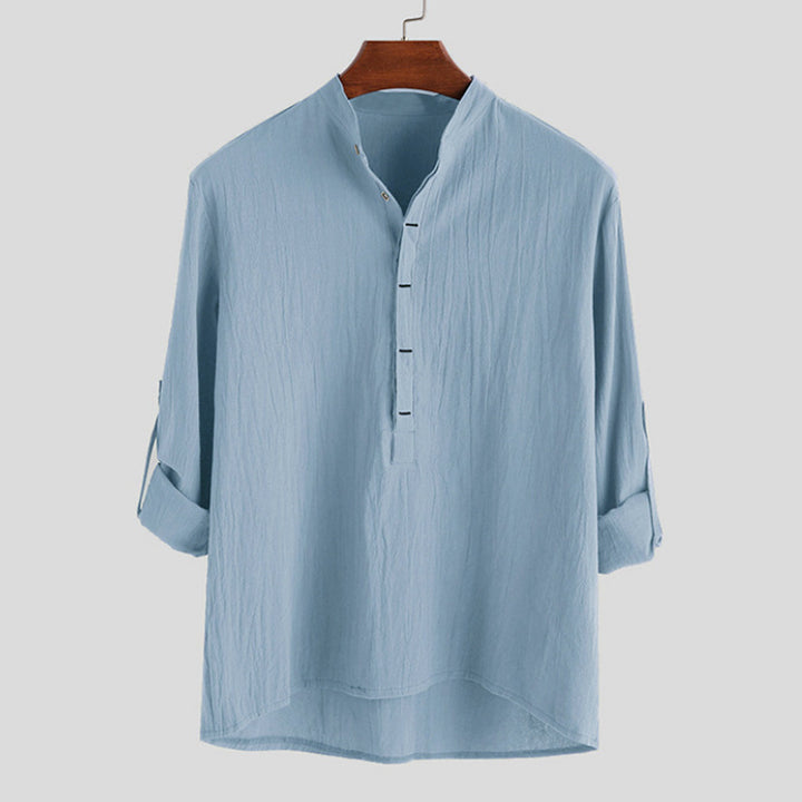 Men's Long Sleeve Henley Shirt with Fine Button Details and a Casual Fit Lune London