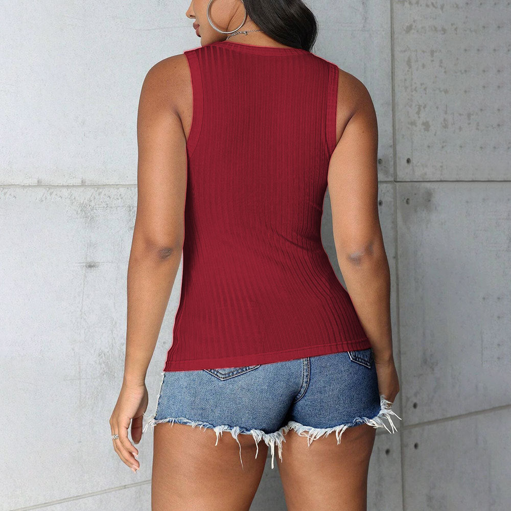 Débardeur à col en V ajusté pour femmes Chic & Stil