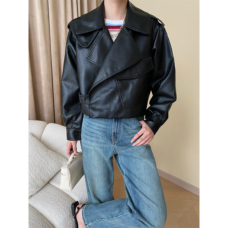 Ladies Fashion Biker Jacket made of Faux Leather Chic & Stil