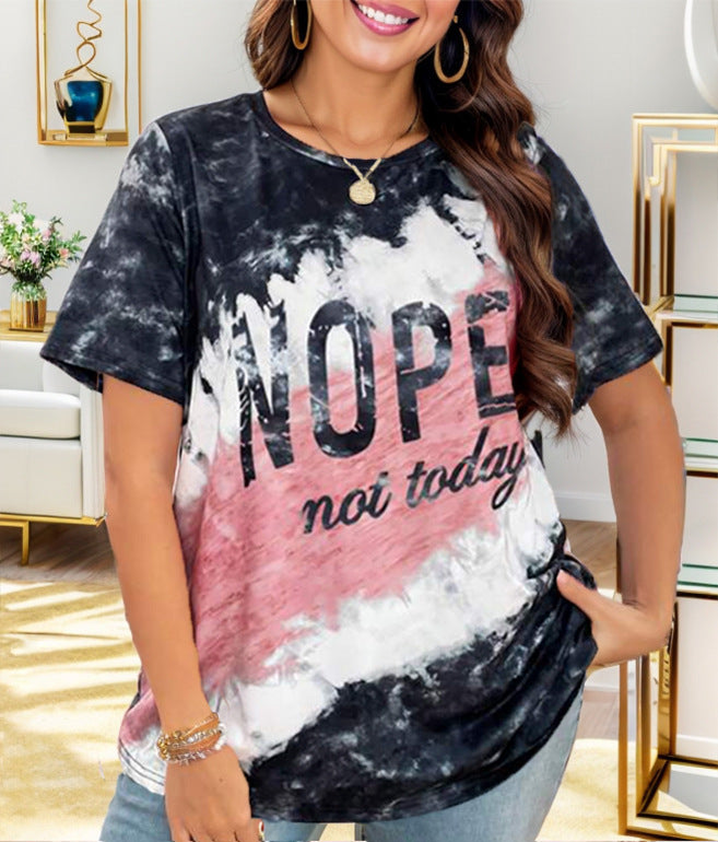 Casual women's T-shirt with a creative batik pattern and catchy lettering Lune London