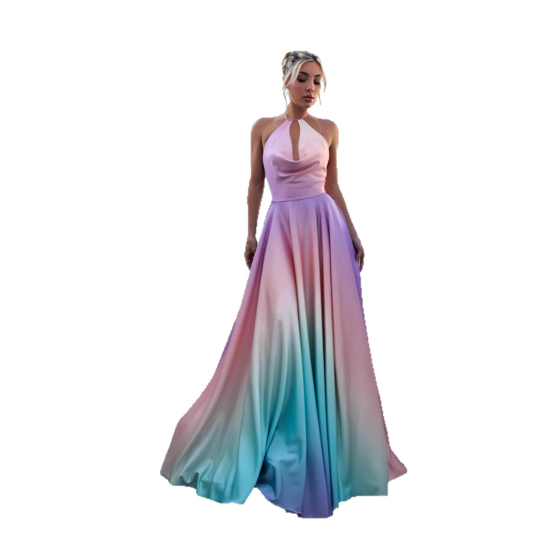 Evening dress for women with a décolleté neckline and fluid ombré effect Chic & Stil