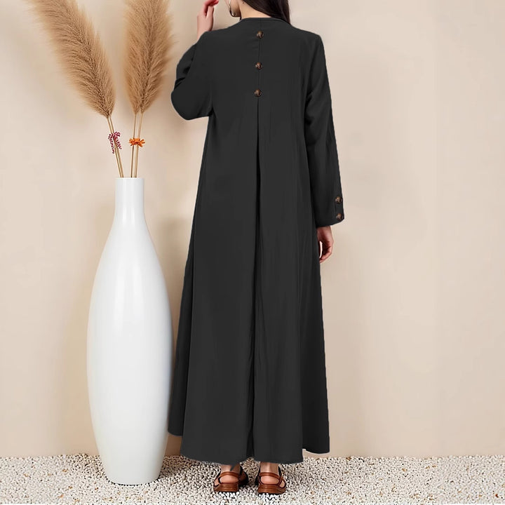 Maxi dress for women with an elegant button placket Lune London