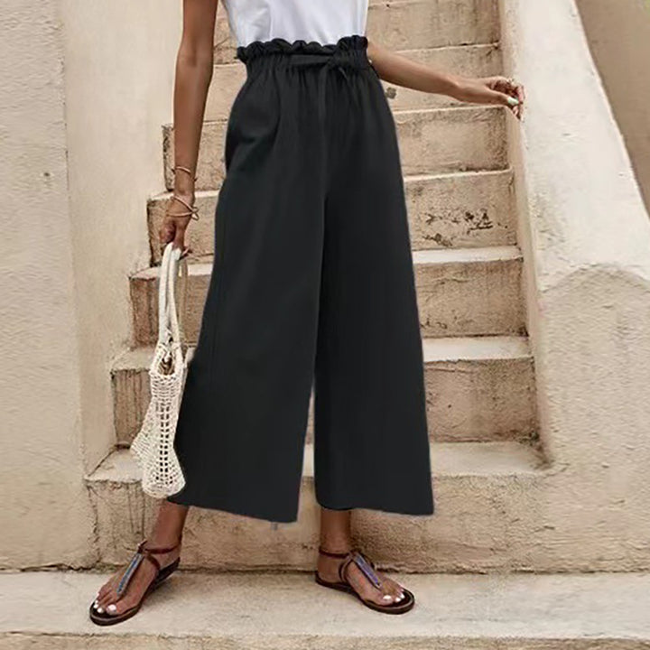 Women's Loose-Fitting Summer Pants with Elastic Waistband and Trendy Tied Belt Chic & Stil