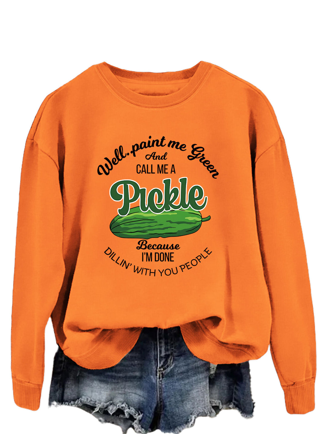 Sweat-shirt femme avec un motif de concombre amusant et un imprimé créatif Chic & Stil