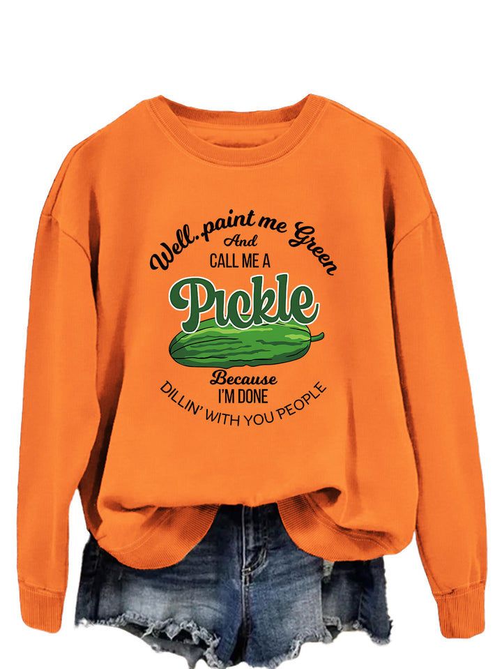 Sweat-shirt femme avec un motif de concombre amusant et un imprimé créatif Chic & Stil