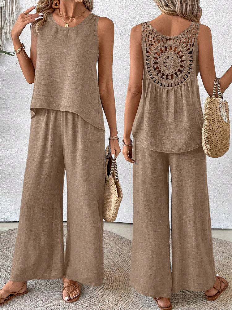 Women's airy summer set with crocheted back and loose fit Lune London