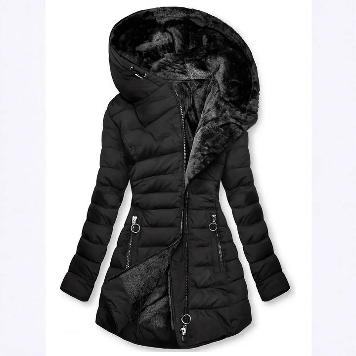 Ladies long winter coat with soft inner lining Lune London