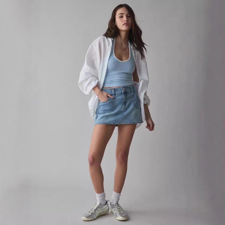 Women Denim Mini Skirt with High-Quality Pockets and Modern Cut Lune London