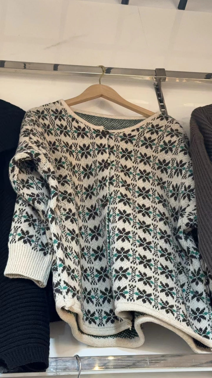 Knit sweater for women with floral jacquard patterns and comfortable fit Lune London