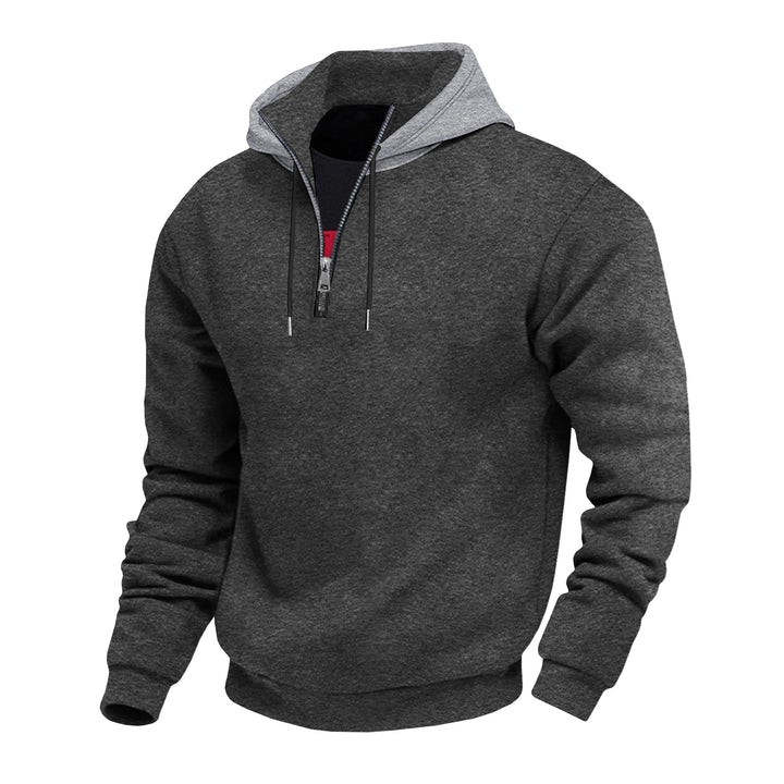 Men's half-zip hoodie with contrasting inner lining Chic und Stil
