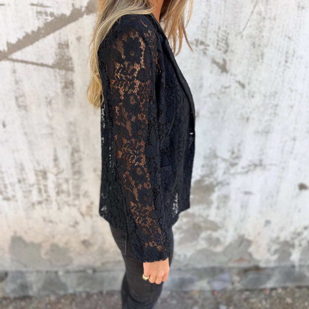 Lace blazer for women with feminine accents Lune London