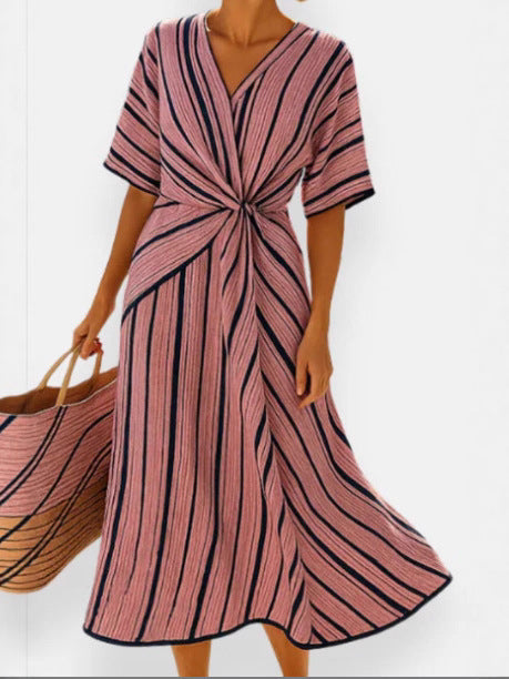 Airy wrap dress for women with side knot and V-neck Lune London