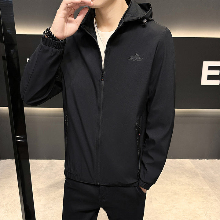 Lightweight functional jacket for men with adjustable hood Lune London