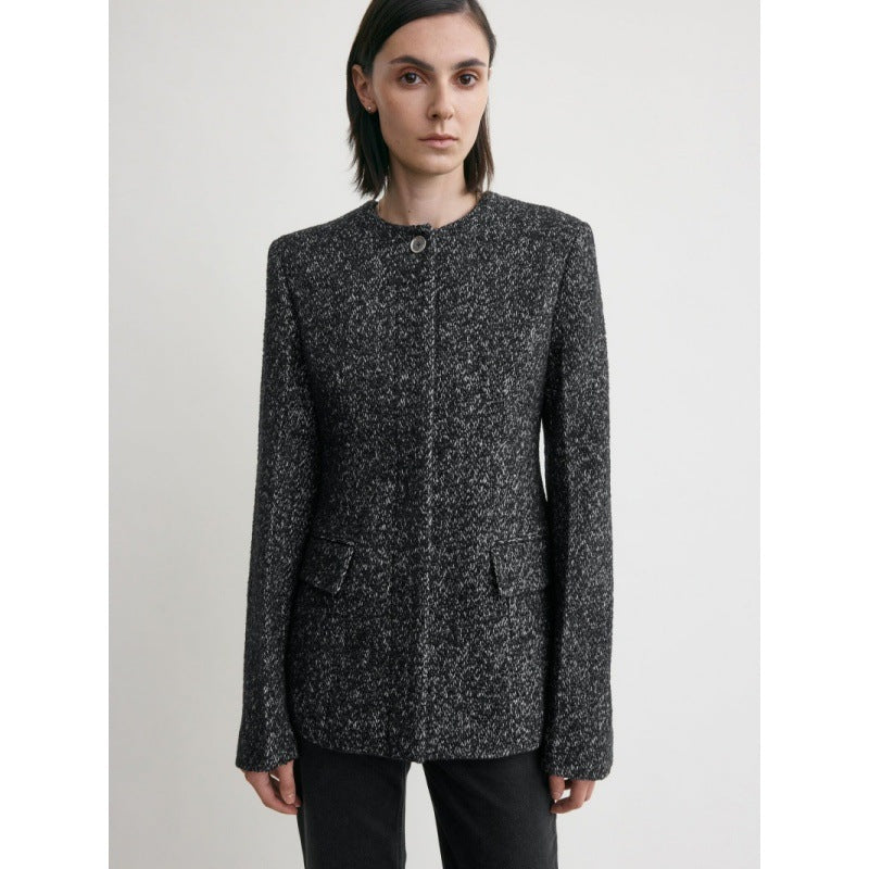 Fashionable wool blazer for women with textured fabric Lune London