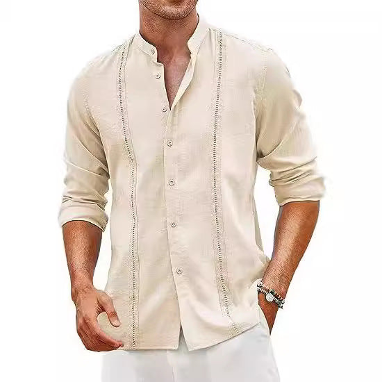 Men's leisure shirt with mandarin collar and buttons Lune London