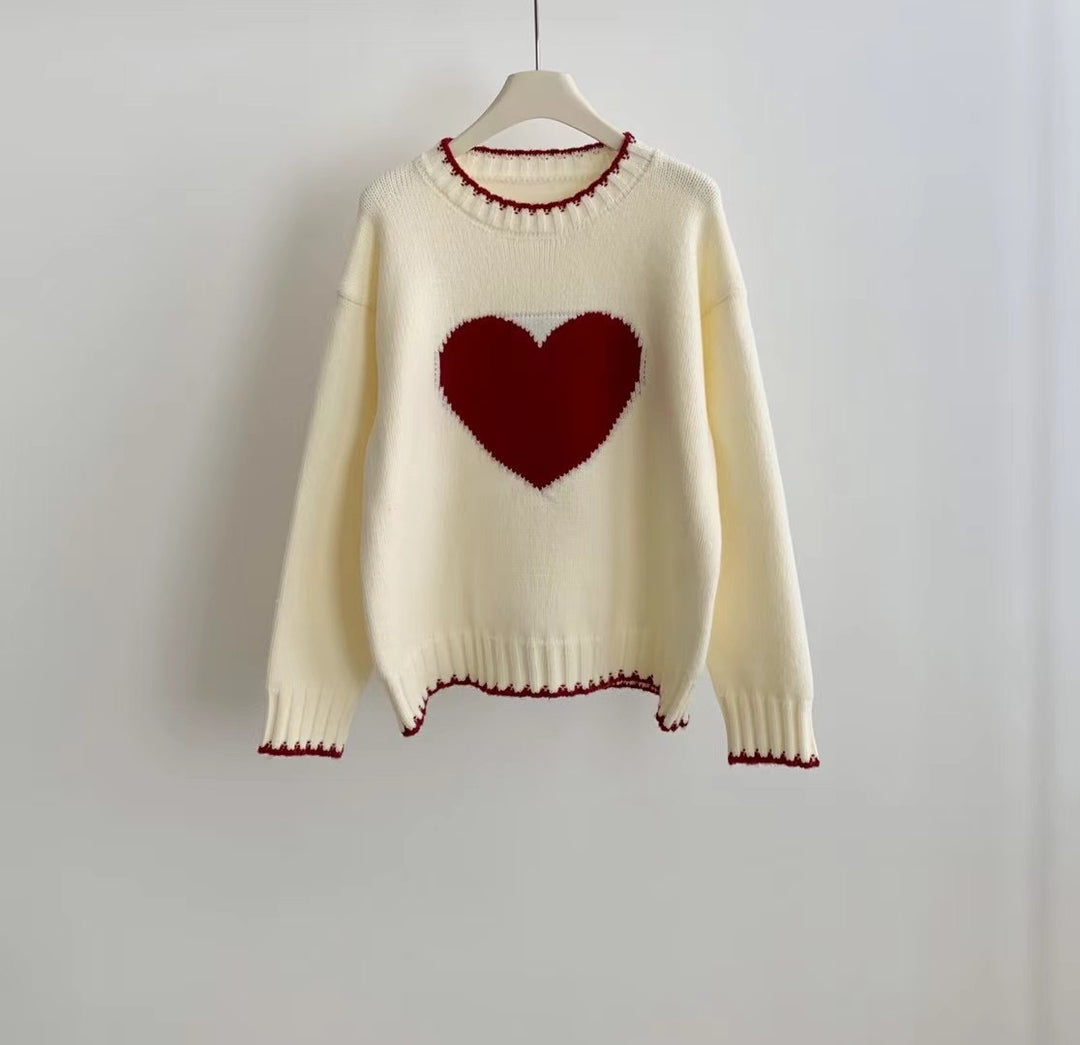 Knit sweater for women with heart pattern and relaxed fit Lune London