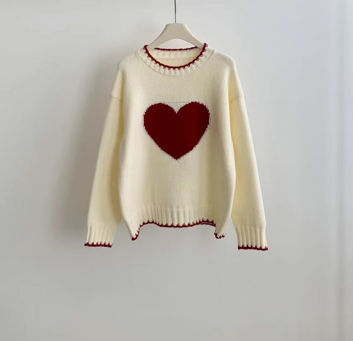 Knit sweater for women with heart pattern and relaxed fit Lune London