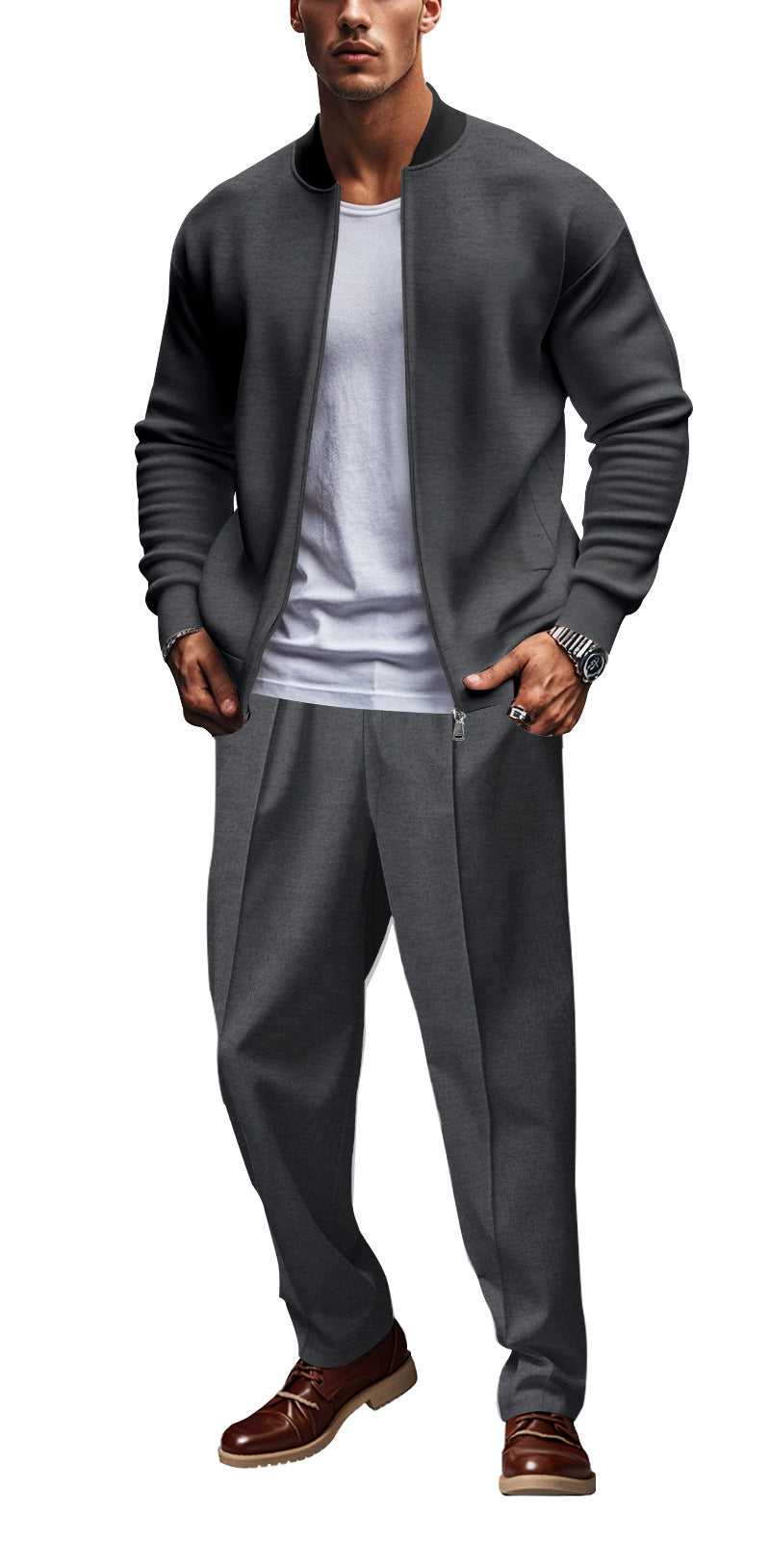Sporty hoodie jacket for men with zipper and matching training pants Lune London