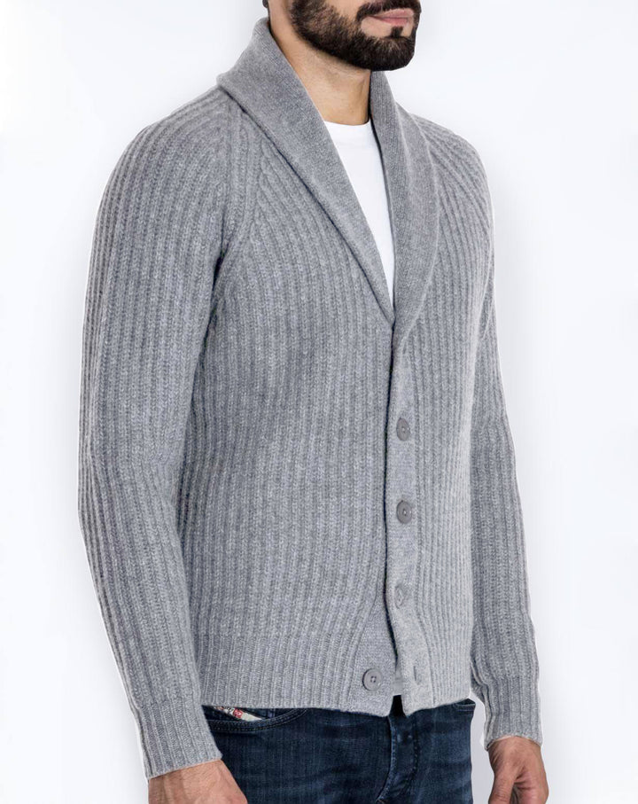 Modern shawl collar knitted jacket for men Lune London