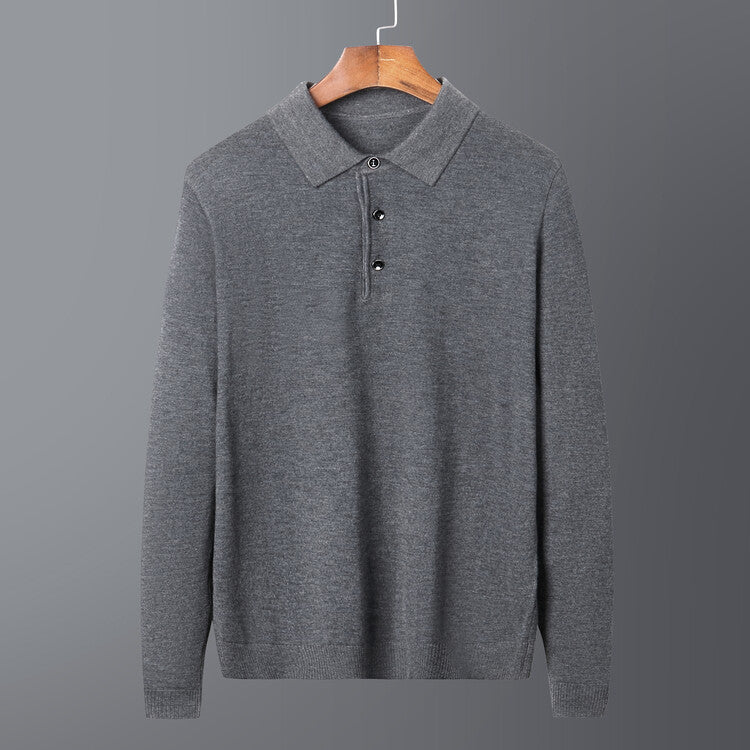 Lune London Elegant knit sweater for men with polo collar and button placket