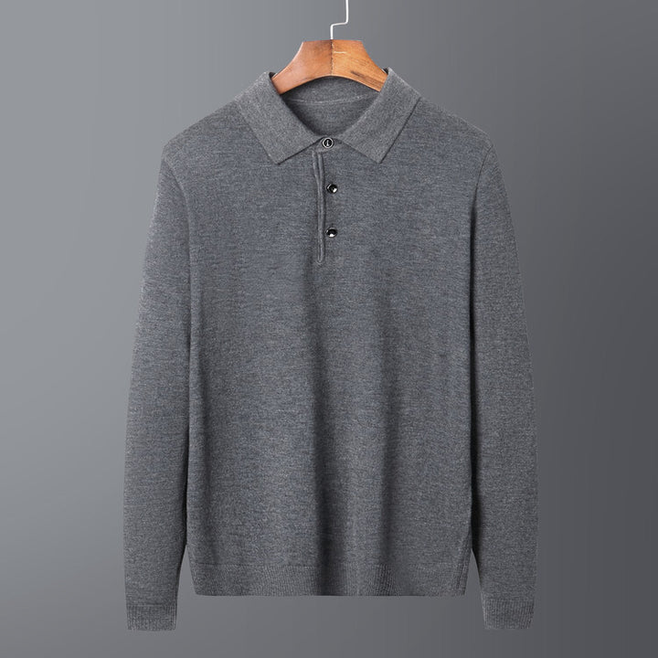 Lune London Elegant knit sweater for men with polo collar and button placket