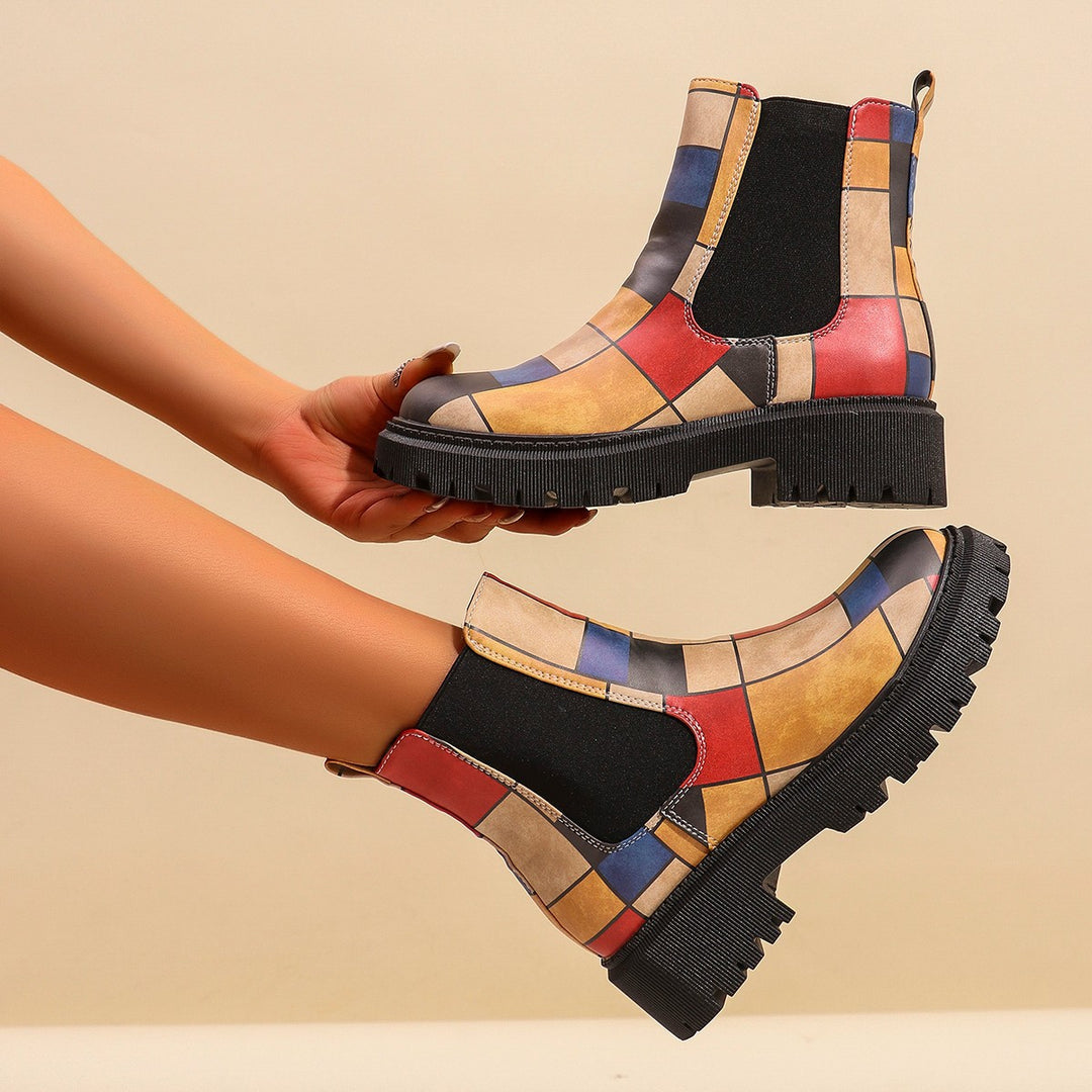 Women's Chelsea boots with creative print and non-slip sole Lune London
