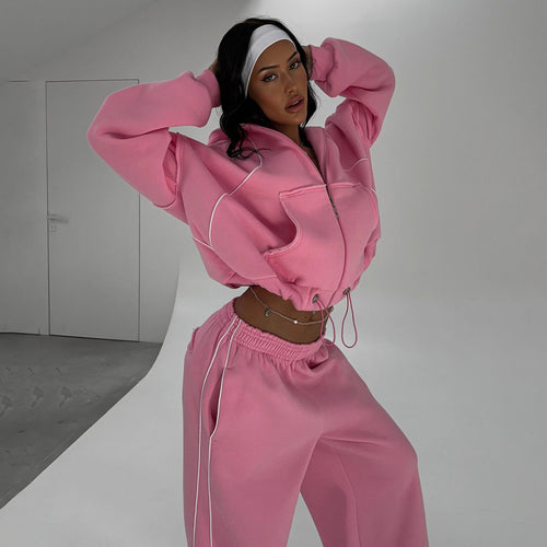 Lune London women's two-piece sporty set with hood and zip