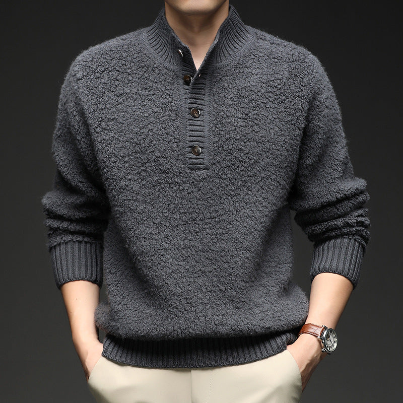 Men's sweater with textured surface and practical button closure Lune London