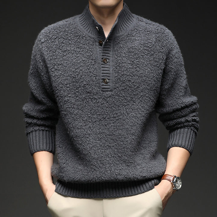 Men's sweater with textured surface and practical button closure Lune London