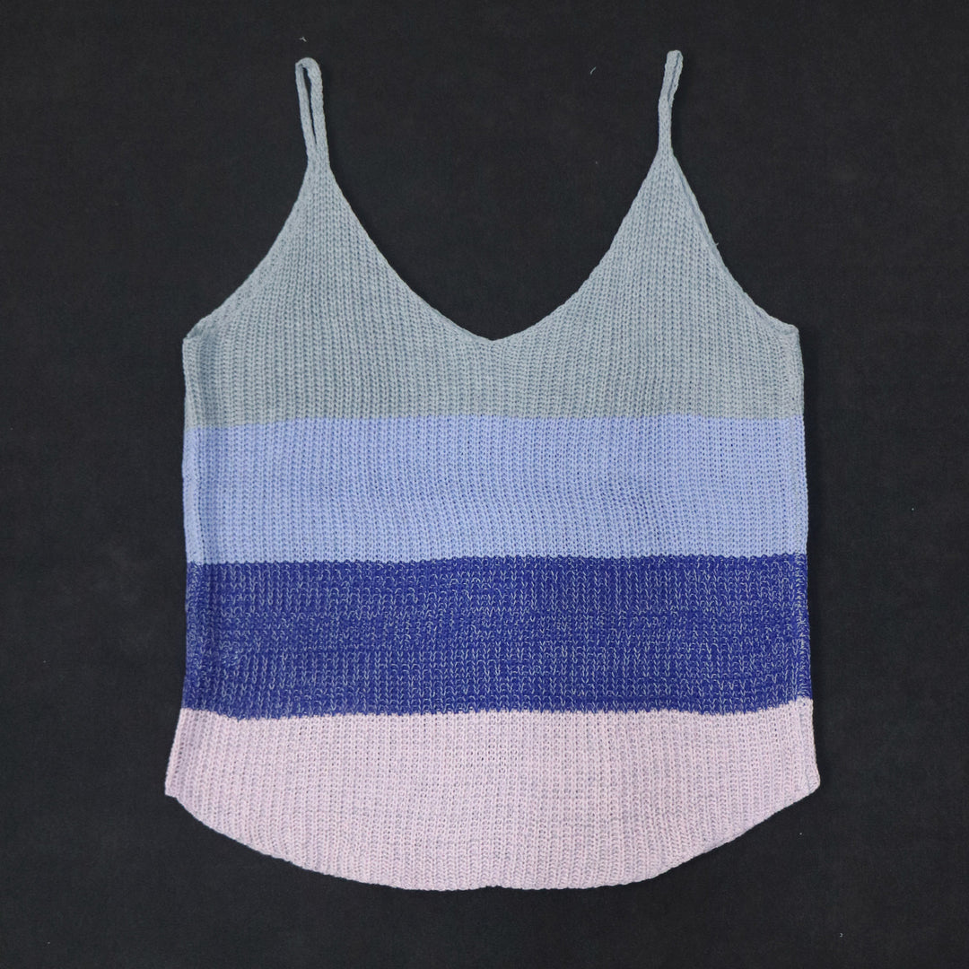 Ladies Stripe Light Knit Chic Tank Top
