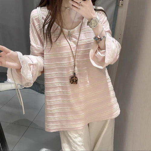 Women casual striped top with airy sleeves Chic & Stil