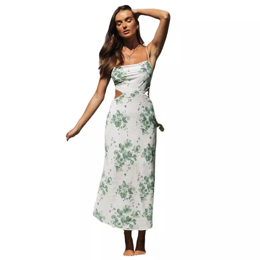 Robe Maxi Femme avec Découpes sur les Côtés et Motif Floral Chic & Stil