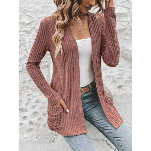 Knitted jacket for women with a stylish ribbed design and practical pockets Lune London