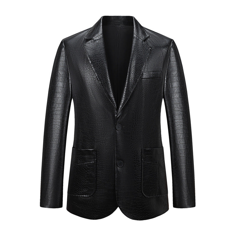 Ladies Elegant Faux Leather Jacket with Chic Textured Design and Style