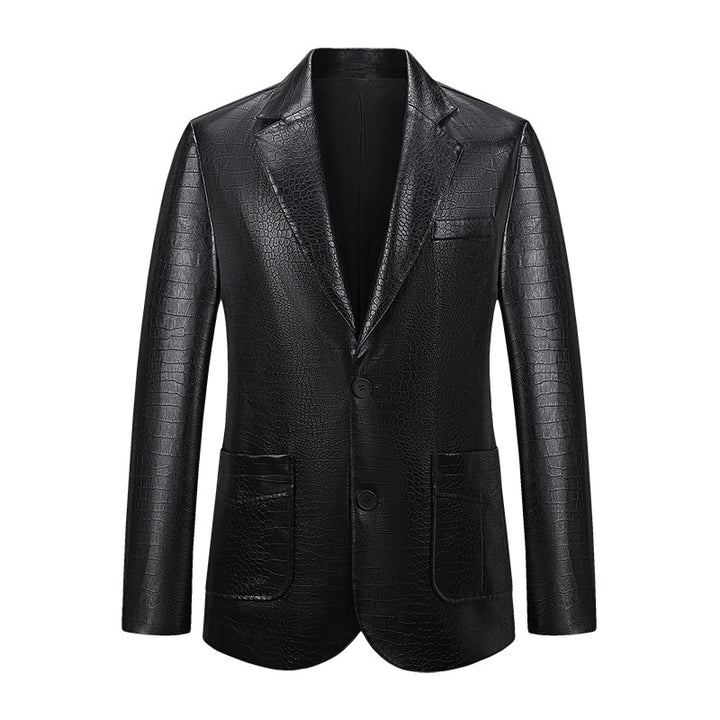 Ladies Elegant Faux Leather Jacket with Chic Textured Design and Style