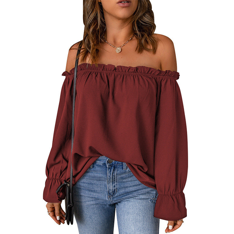 Blouse Femme Bardot avec Manches à Volants et Ourlet Décoratif Chic & Stil