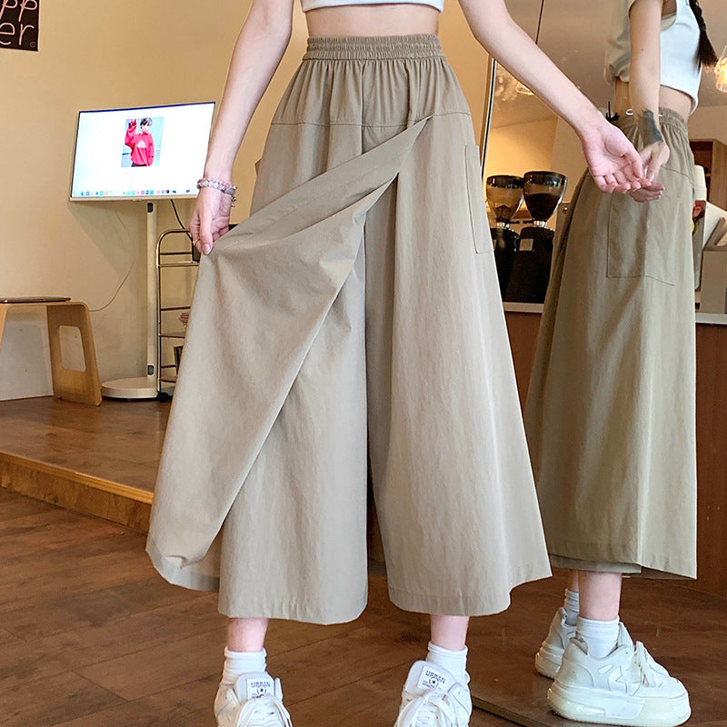 Women's Wide Cut Summer Skirt with High Waist and Practical Pockets Chic & Stil