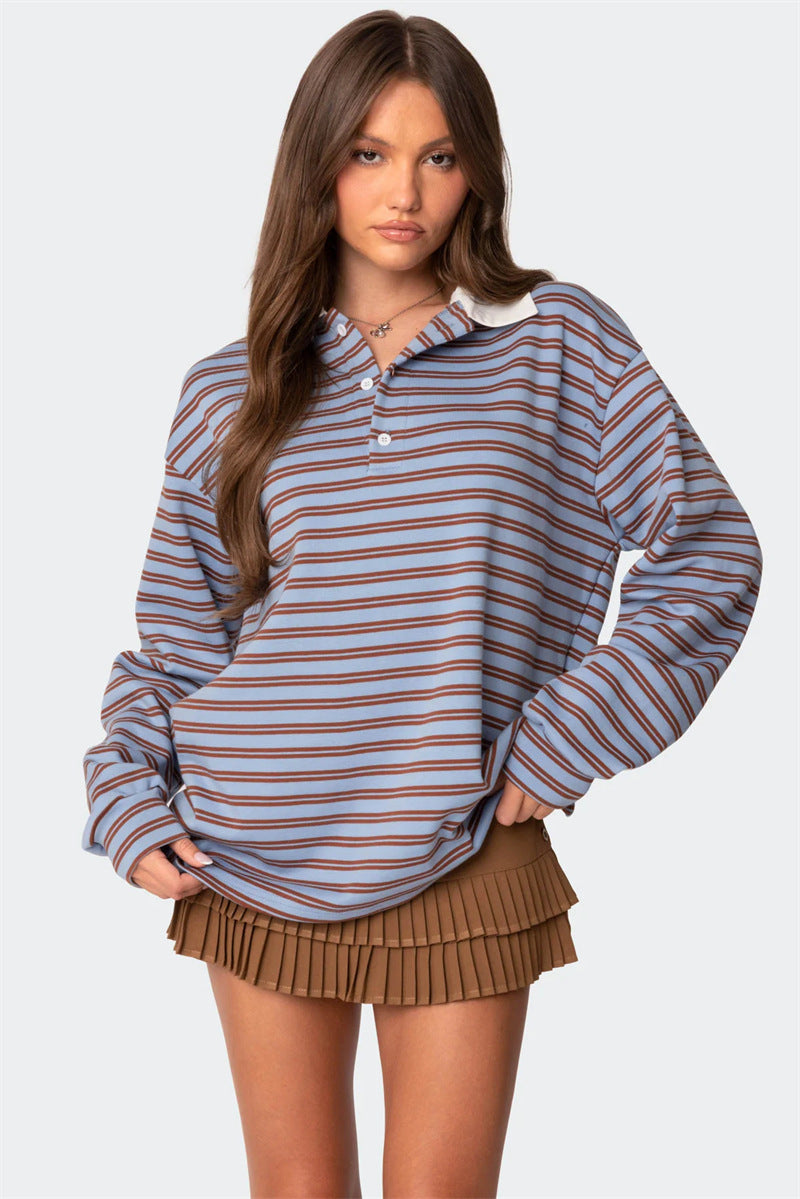 Women's casual polo with striped pattern and comfortable fit Lune London