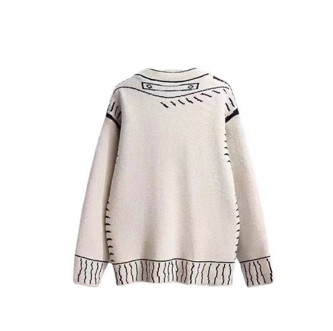 Ladies oversized sweater with creative design and large buttons Lune London