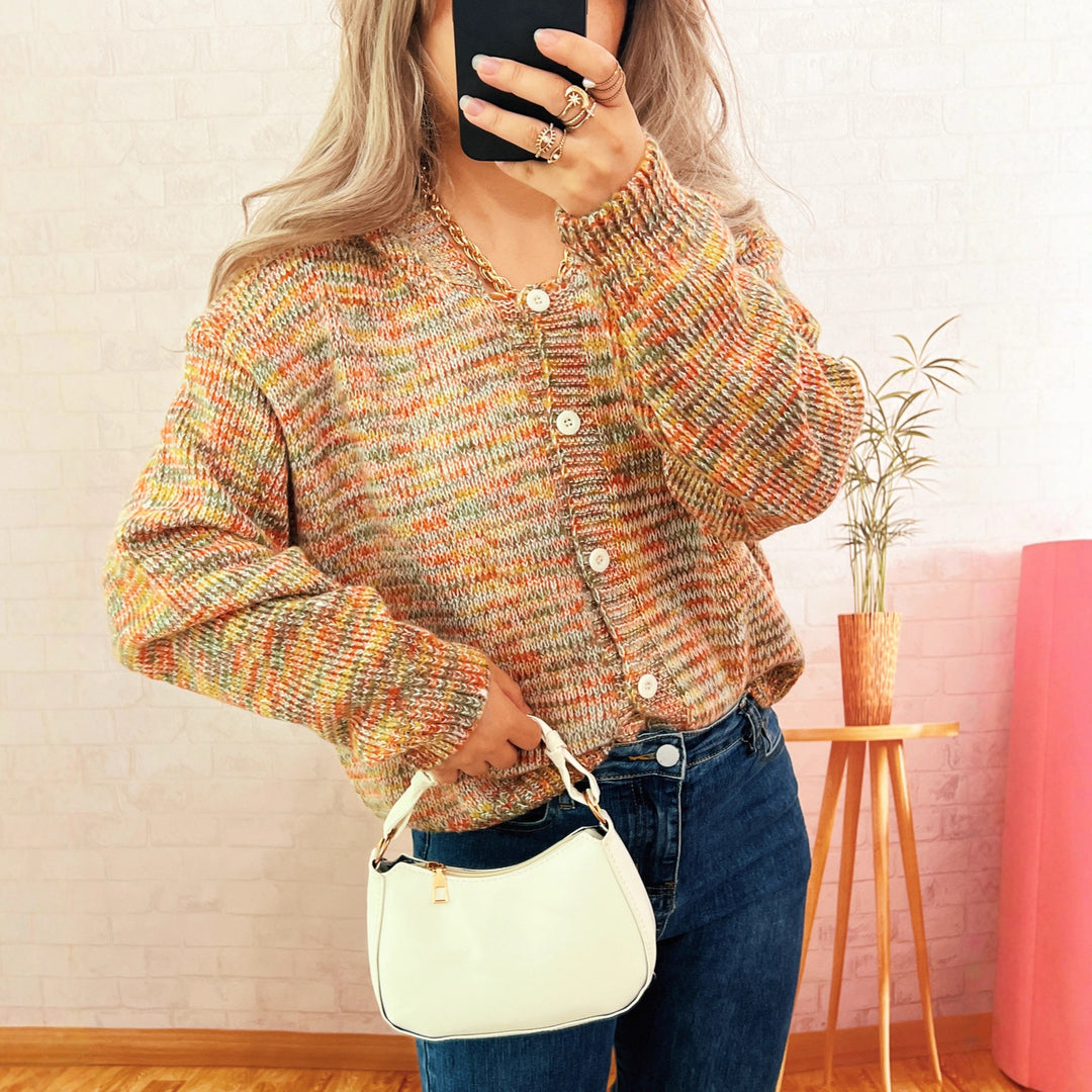 Femme cardigan ludique avec motif tricot coloré Chic & Stil