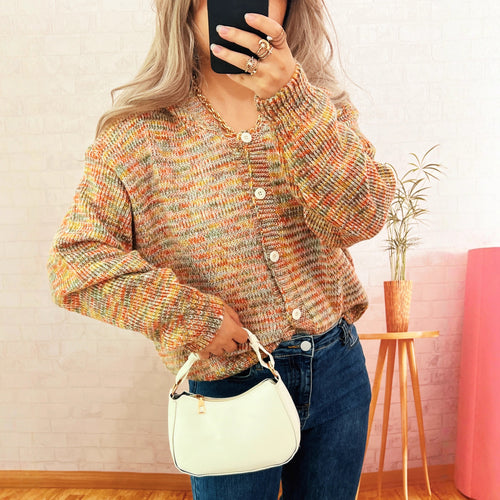 Femme cardigan ludique avec motif tricot coloré Chic & Stil